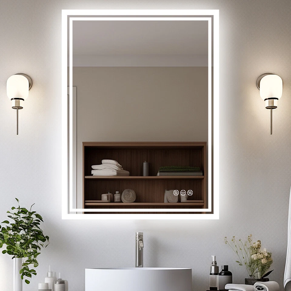 LUVODI 500-900mm Large LED Bathroom Mirror Light Up Wall Mounted Anti-fog Vanity Makeup