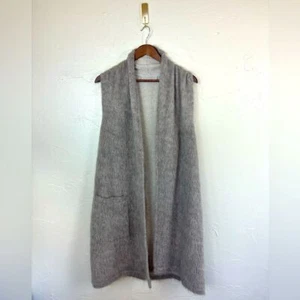 BRYN WALKER Alpaca Virgin Wool Vest Grey Duster Longline Organic Midi Large - Picture 1 of 15