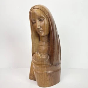 Wood Hand Carved Sculpture Holy Virgin Mary Baby Jesus Mother Madonna Child Vtg - Picture 1 of 11