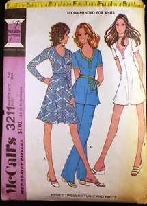 Vestido o túnica McCall's 3211 1972 de colección + pantalones patrón de costura talla 12 busto 34 - Imagen 1 de 2
