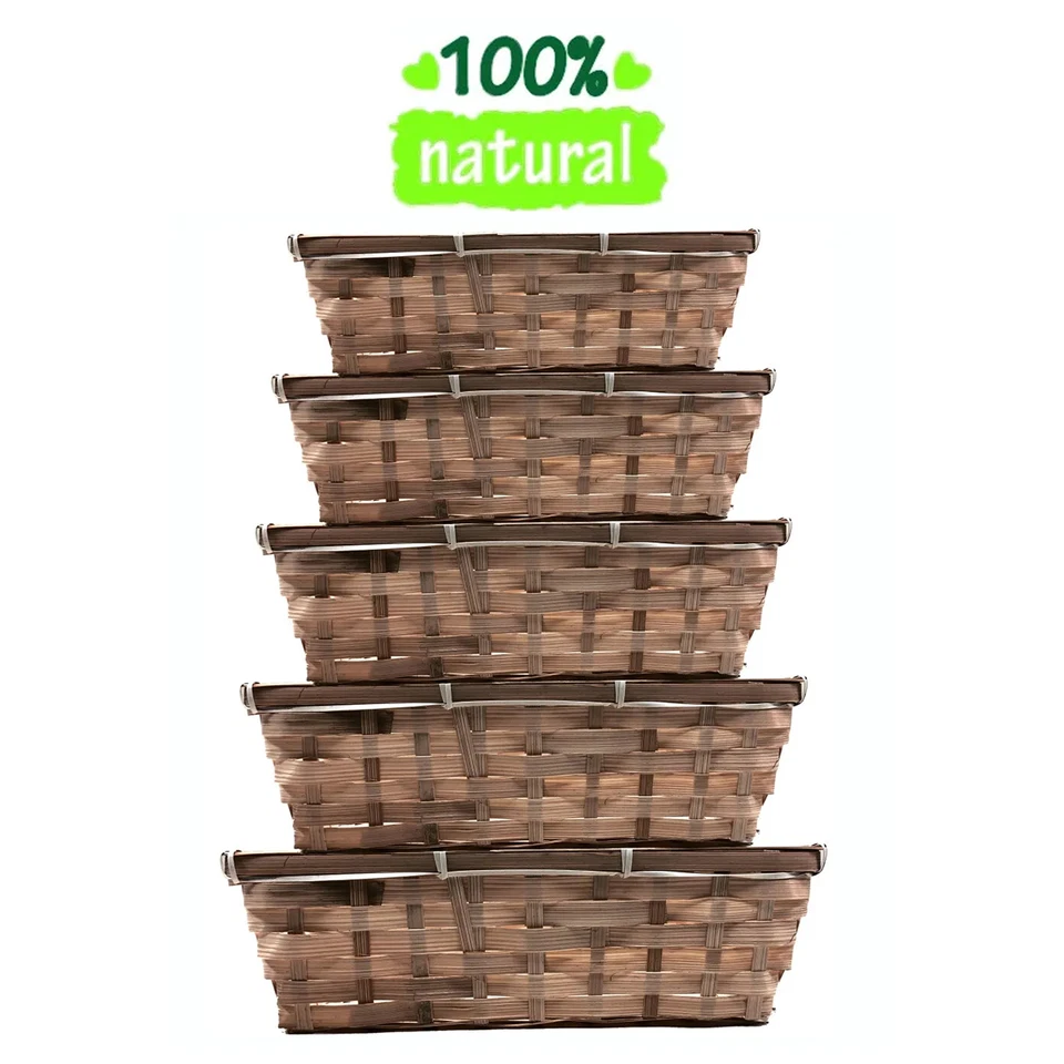 Wicker Gift Hamper Basket Empty Tray Shallow Storage Christmas Birthday Present - Image 1 of 1