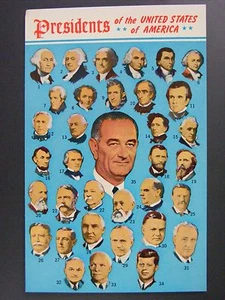 35 Presidents of the United States Lyndon Johnson Vintage Color Postcard 1960s - Picture 1 of 2