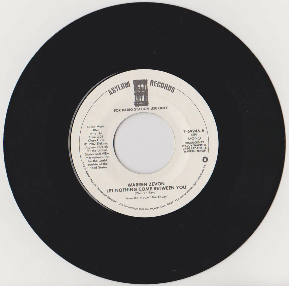 Warren Zevon - Let Nothing Come Between You - USA 7" 45 rpm promo single wlp - Image 1 of 1