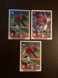 Tanner Bibee RC (3 Cards) 2023 Topps Update US107 Rainbow Foil, US107 & US168
