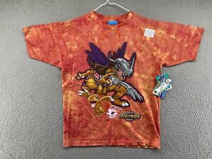 Vintage 1999 Digimon Tie-Dye Print T-Shirt in Youth Size Large (10/12) NEW