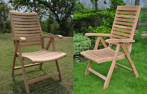 Ashley A-Grade Teak Wood Dining Reclining Folding Arm Chair Outdoor Furniture NW
