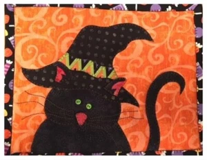 Feline Drive Fabric HOCUS POCUS Mug Rug Halloween Cat PATTERN ONLY! - Picture 1 of 8