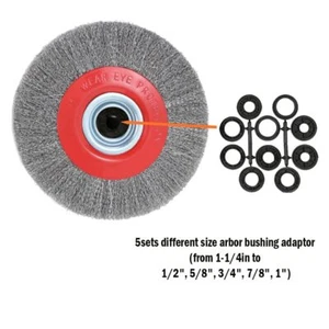 8 Zoll Tischdraht Radbürste für Tischschleifer 1/2 Zoll 5/8 Zoll 3/4 Zoll 7/8 Zoll 1 Zoll Distanzdorne - Bild 1 von 7