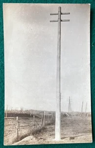 c1915 Real Photo Linemen Telephone Pole Electric Occupational RPPC Fence unusual - Picture 1 of 2