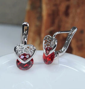 Damen Ohrringen  bezaubernde Filled Weißgold18K/750  Edelstein Garnet  - Bild 1 von 1