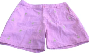 Pink J. KHAKI Embroidered Green Palm Trees Shorts Size 16 - Picture 1 of 4