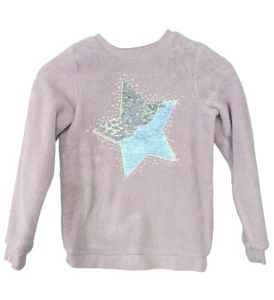 H&M Girl Sequins Start Purple Sweatshirt  Size 9/10 - Picture 1 of 4