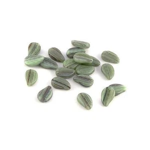 Vintage Czech Glass Leaf Beads - Fern Green Streaky - Pack of 20 Beads - Picture 1 of 1
