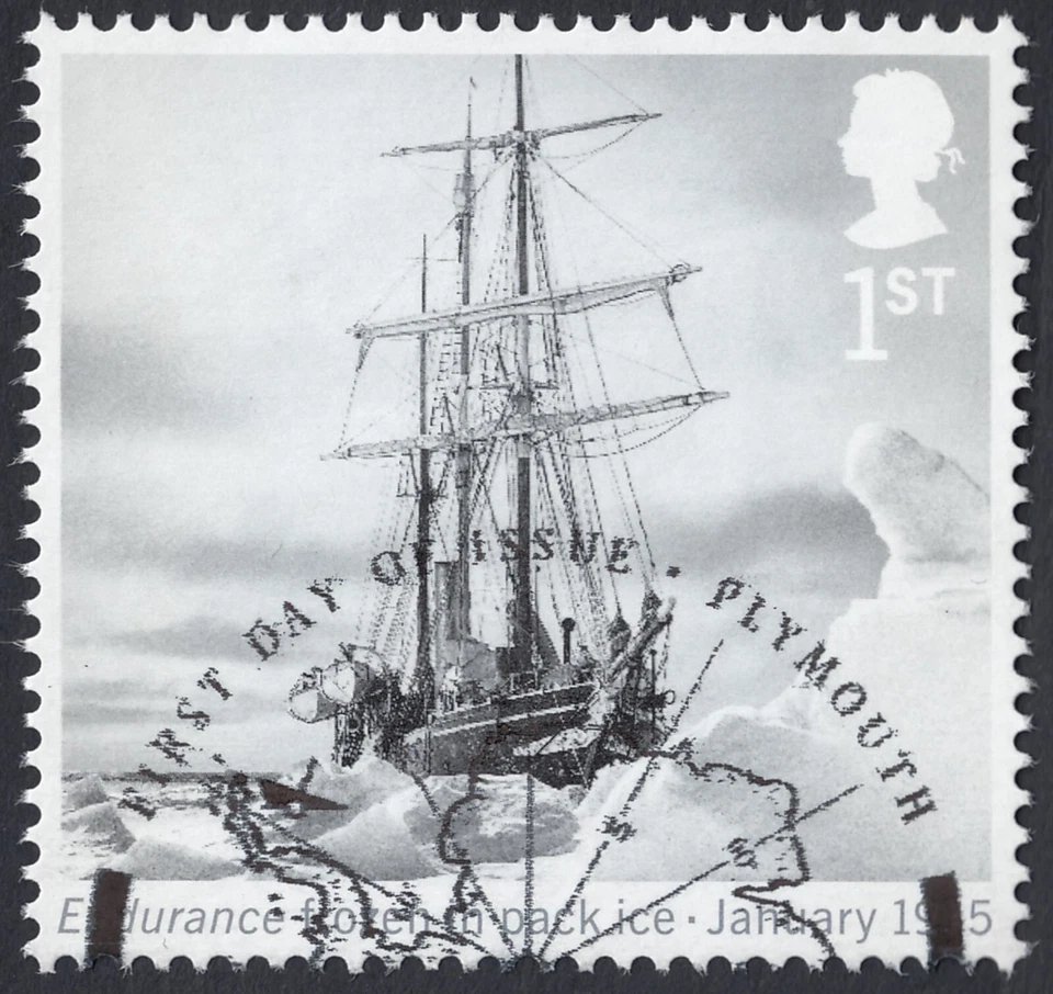Shackleton Antarctic Expedition -Endurance in Ice illustrated on 2016 used stamp - Image 1 of 1