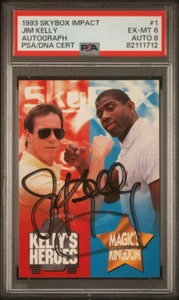 JIM KELLY MAGIC JOHNSON 1993 SKYBOX IMPACT KELLY AUTO RC PSA 6 POP 1 BILLS - Picture 1 of 1