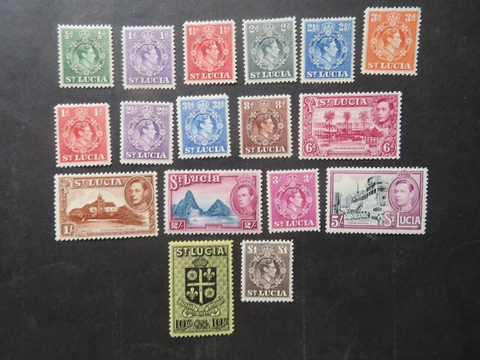1938-48 St Lucia Set SG128-141 Mounted Mint Cover
