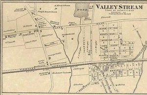 Valley Stream Seaford Ridgewood NY 1873 Map with Homeowners Names Shown - Picture 1 of 2