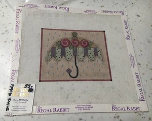 REDUCED! VTG "Eunice" Umbrella Hand Painted NP Canvas - 18 Ct. + Stitch Guide - Picture 1 of 3