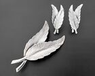 DANECRAFT MATCHING ART DECO FEATHER WINGS EARRING BROOCH PIN JEWELRY SET Vtg