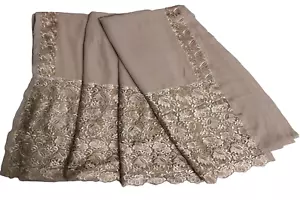 Sari marrón tela india bordado vestido mujer envoltura 5YD material vintage sari - Imagen 1 de 8