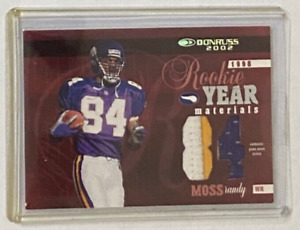 2002 Donruss Rookie Year Materials Numbers #RY3 Randy Moss #/84 *3 Color Patch*