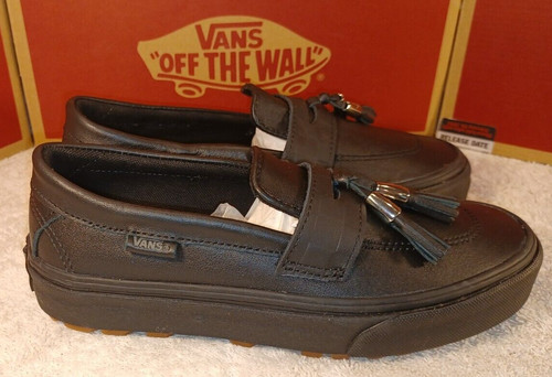 Vans Slip On Uomo 4 Donna 5.5 Stile 53 Pelle Nera con Nappe