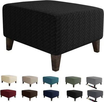 Jacquard Ottoman Cover Slipcovers Folding Storage Stool Soft Rectangle Slipcover - Image 1 of 4