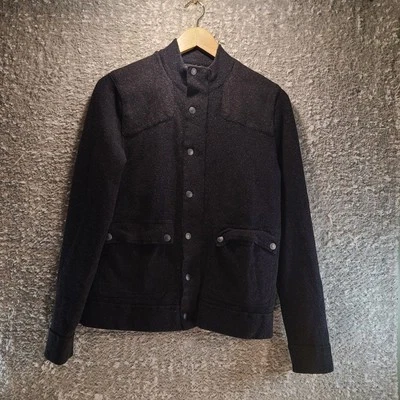 Rag & Bone Cardigan Sweater Merino Wool Mock Neck Men M Gray Black  Pockets - Image 1 of 4