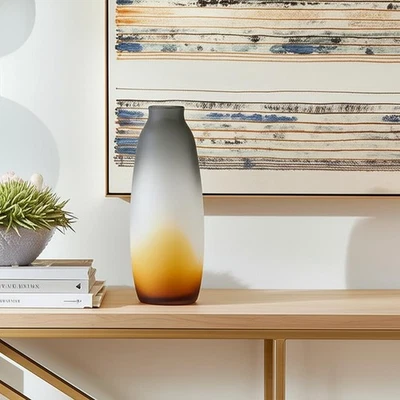 Vaso de mesa de vidro ombre carvão e laranja 17" - Imagem 1 de 4