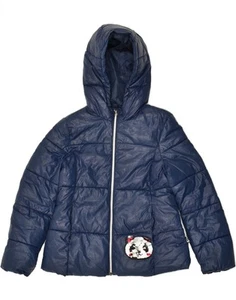 BENETTON Girls Hooded Padded Jacket 8-9 Years Large Navy Blue Polyester AJ14 - Picture 1 of 4
