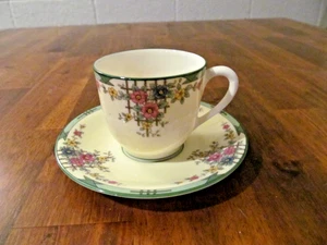 RARA TAZZA E PIATTINO LENOX TRALLIS AVORIO DEMITASSE CIRCA ANNI '30 FIORI - Foto 1 di 8