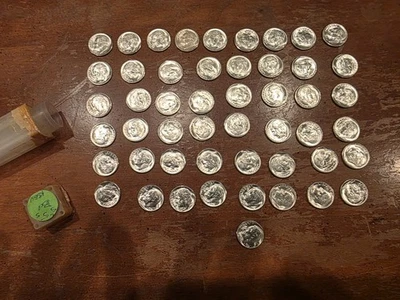 1955-s BU СЕРЕБРЯНЫЙ РУЛОН 50 десятицентовиков с изображением Рузвельта. - Изображение 1 из 4