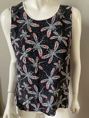 BOB MACKIE Tanque de Arte Portátil Libélula Negra 100% SEDA MED Foto 1 de 4