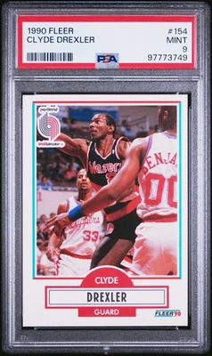1990 FLEER #154 CLYDE DREXLER PSA 9 | PORTLAND TRAILBLAZERS GOAT - Image 1 of 2