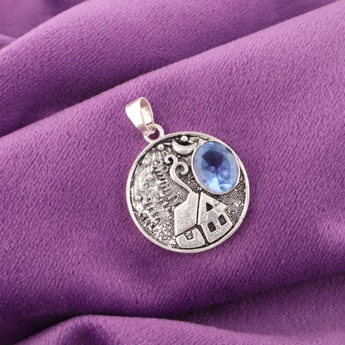 VETEMENTS Ciondolo fatto a mano gemma tanzanite naturale argento sterling 925 gioiello 1 29''