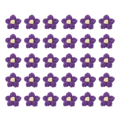 30Pcs Crochet Flowers, 45 x 45mm Handmade Floral Applique, Dark Purple&Yellow Foto 1 de 4