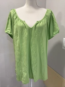 Camicetta Talbots verde scollo a V tinta unita taglia 3x manica corta - Foto 1 di 5