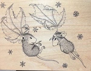 Hausmaus Stampa Rosa Winter Wind Herbst Blätter Schneeflocken 1998 Stempel 283 - Bild 1 von 7