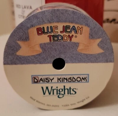 NUEVO Vintage Daisy Kingdom Navidad Azul Jean Cinta Aprox. 1,5", 3 yardas Foto 1 de 4