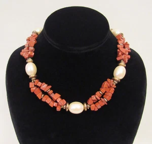NEW WITH TAGS VINTAGE 1980s 90s CAROL DAUPLAISE JASPER STONE NECKLAE FAUX PEARL - Picture 1 of 11