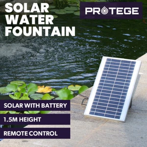 PROTEGE Hi-Flow Water Feature Fountain Pond Pump Remote Solar Panel Battery - Picture 1 of 6