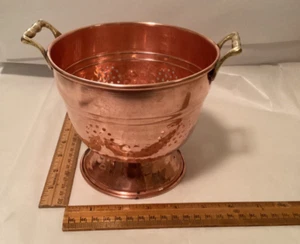 COPPER COLANDER WITH BRASS HANDLES 6" x 4" X 5” (4.3.27) - Picture 1 of 3