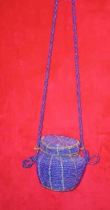 Muzungu Sisters Beaded Shoulder Basket Purse Bag Vintage Unique - Picture 1 of 5
