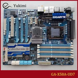 PER GIGABYTE GA-X58A-UD7 DDR3 LGA 1366 32GB ATX scheda madre test OK - Foto 1 di 4
