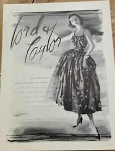 1949 Women's Claire McCardell Cotton Dress Lord & Taylor Vintage Fashion Art ad