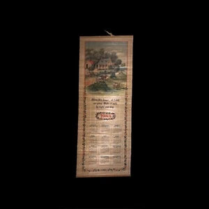 Vintage Currier & Ives Bambus Kalender 1983 Bauernhof Szene 12,5" x 33" Wandbehang - Bild 1 von 9