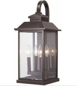 Minka Lavery Miner's Loft 4 Light Outdoor Wall Mount Oil Rubbed Bronze Gold Trim - Picture 1 of 4