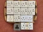 13 x Vintage Single & Double MK Bakelite power sockets ivory white and silver