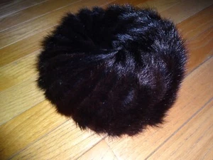 GWENN PENNINGTON EXCLUSIVE REAL BLACK MINK FUR HAT, PILLBOX HAT - 7" DIAMETER - Picture 1 of 5