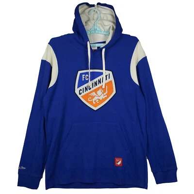 辛辛那提 FC Mitchell & Ness MLS 大号保暖连帽衫剪裁缝制标志蓝色全新带标签 — 第 1/4 张图片